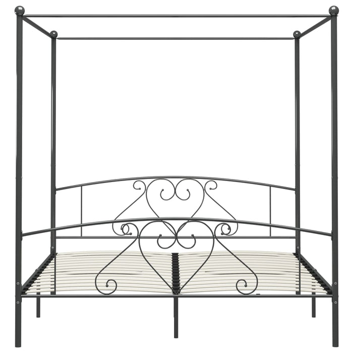 Letto a Baldacchino Grigio in Metallo 200x200 cm  cod mxl 56662