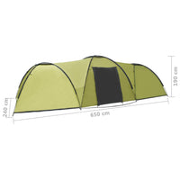 Tenda Igloo da Campeggio 650x240x190 cm per 8 Persone Verde 92231