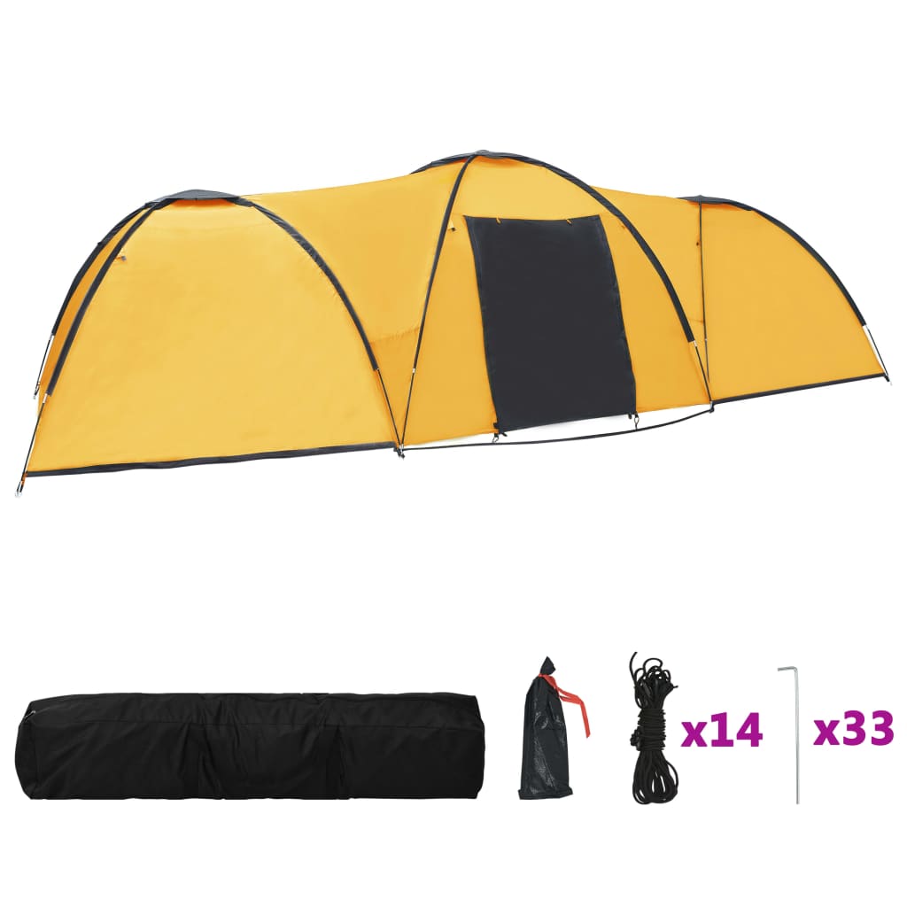 Tenda Igloo da Campeggio 650x240x190 cm per 8 Persone Gialla cod mxl 61378