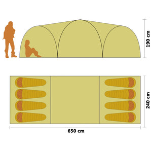 Tenda Igloo da Campeggio 650x240x190 cm per 8 Persone Gialla cod mxl 61378