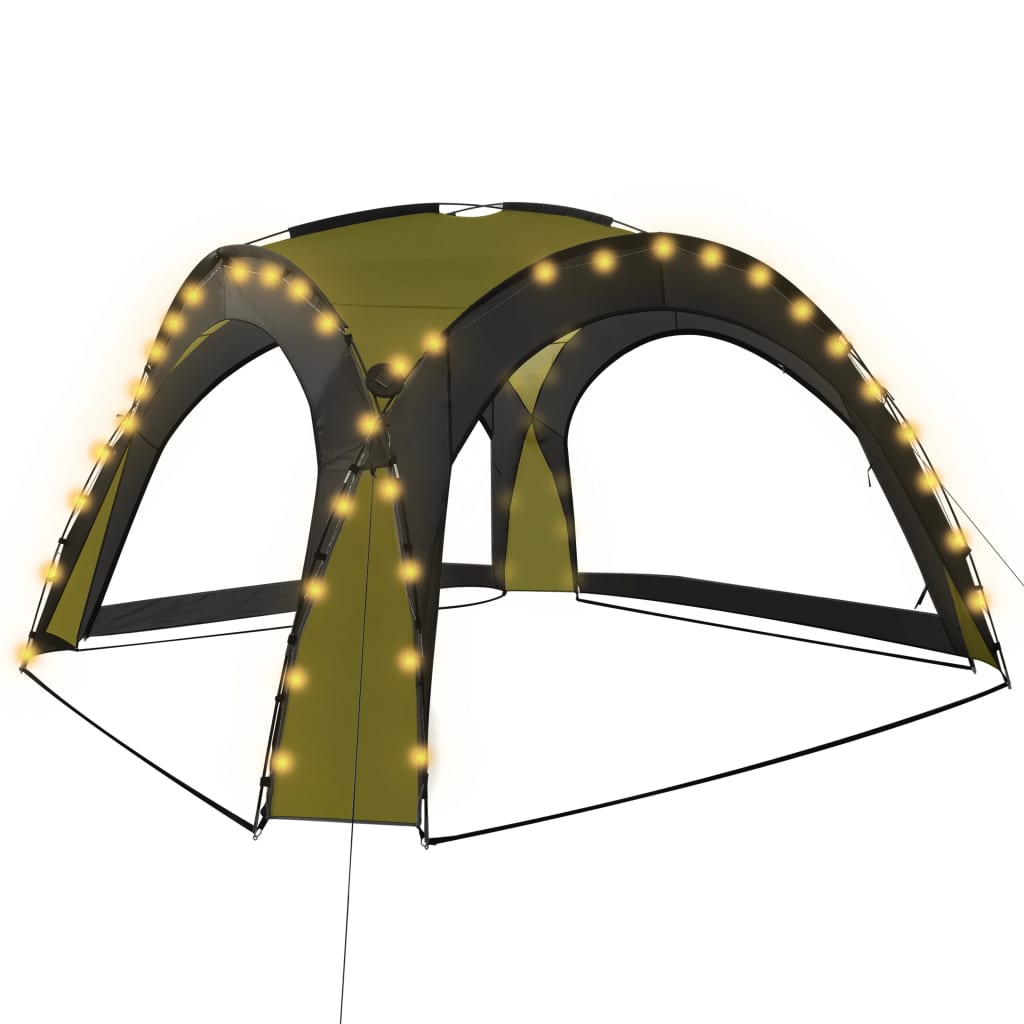 Tenda per Feste con LED e 4 Pareti 3,6x3,6x2,3 m Verde cod mxl 66136