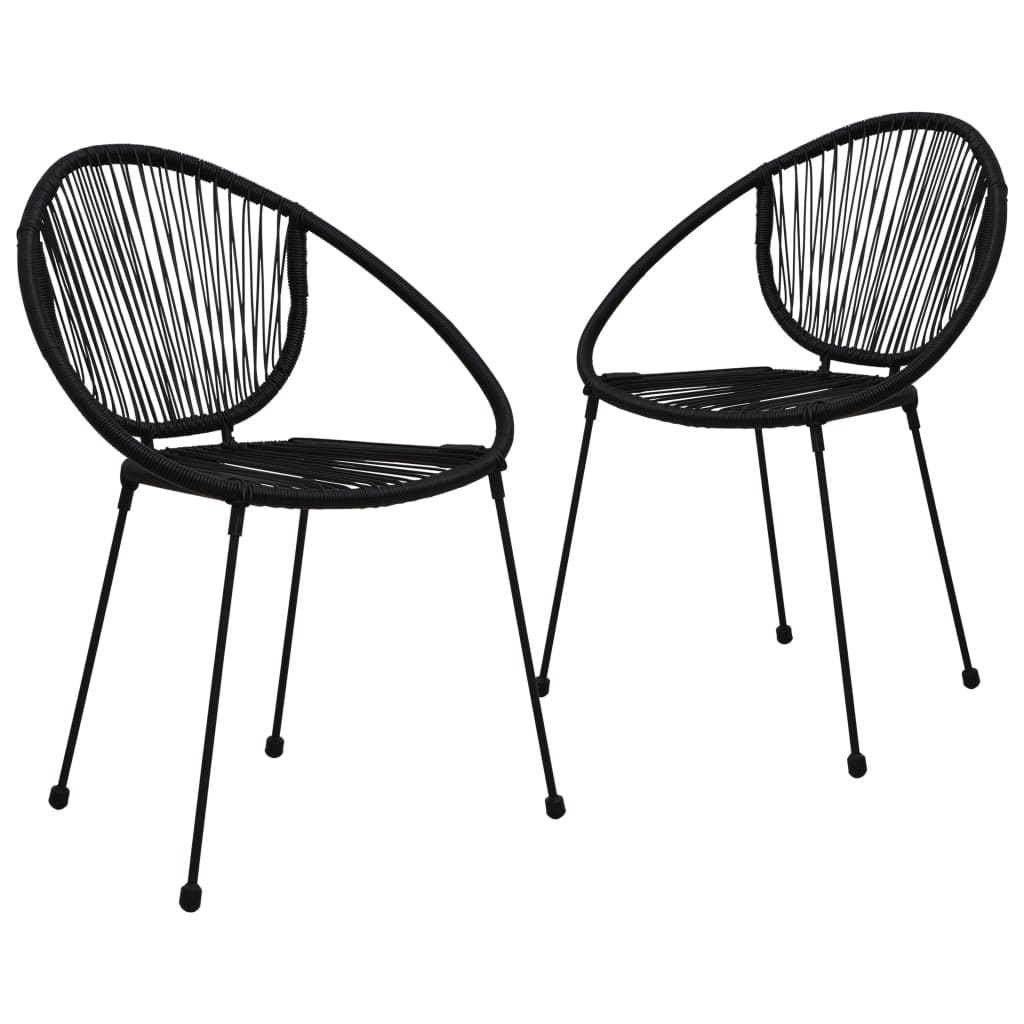 Sedie da Giardino 2 pz in Rattan PVC Nero 48566