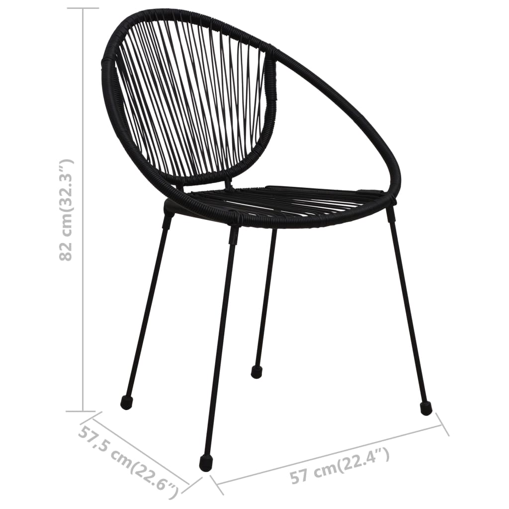 Sedie da Giardino 2 pz in Rattan PVC Nero 48566