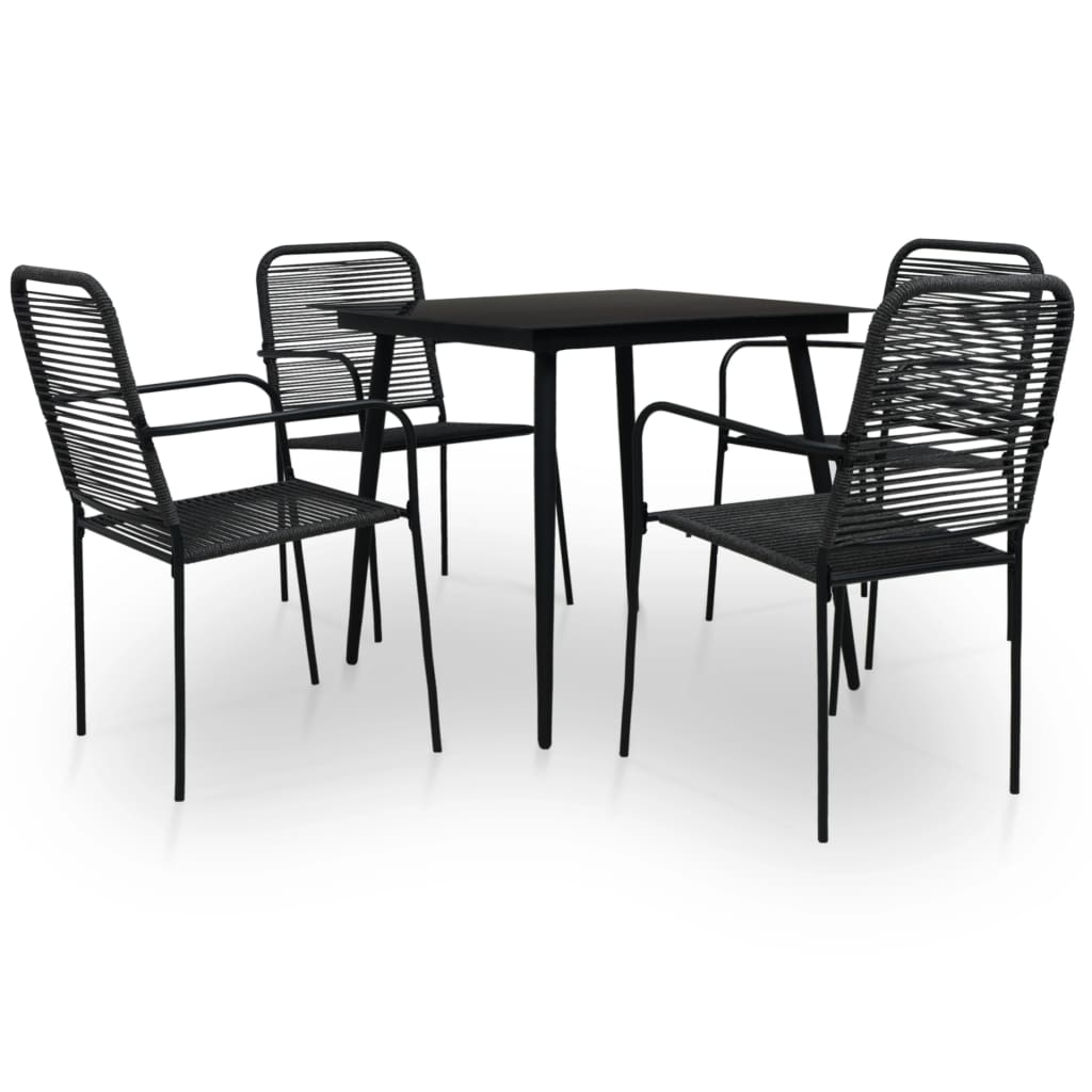 Set da Pranzo da Esterni 5 pz in Corda di Cotone e Acciaio Nero 48569