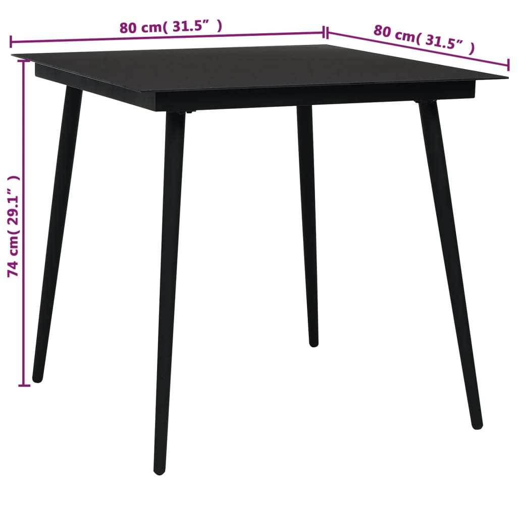 Set da Pranzo da Esterni 5 pz in Corda di Cotone e Acciaio Nero 48569