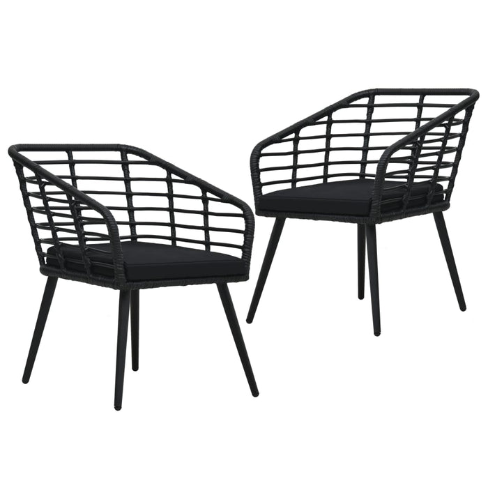 Sedie da Giardino con Cuscini 2 pz in Polyrattan Nere cod mxl 39463