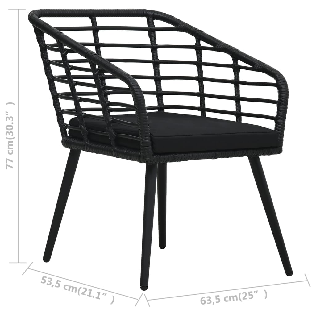 Sedie da Giardino con Cuscini 2 pz in Polyrattan Nere 48578