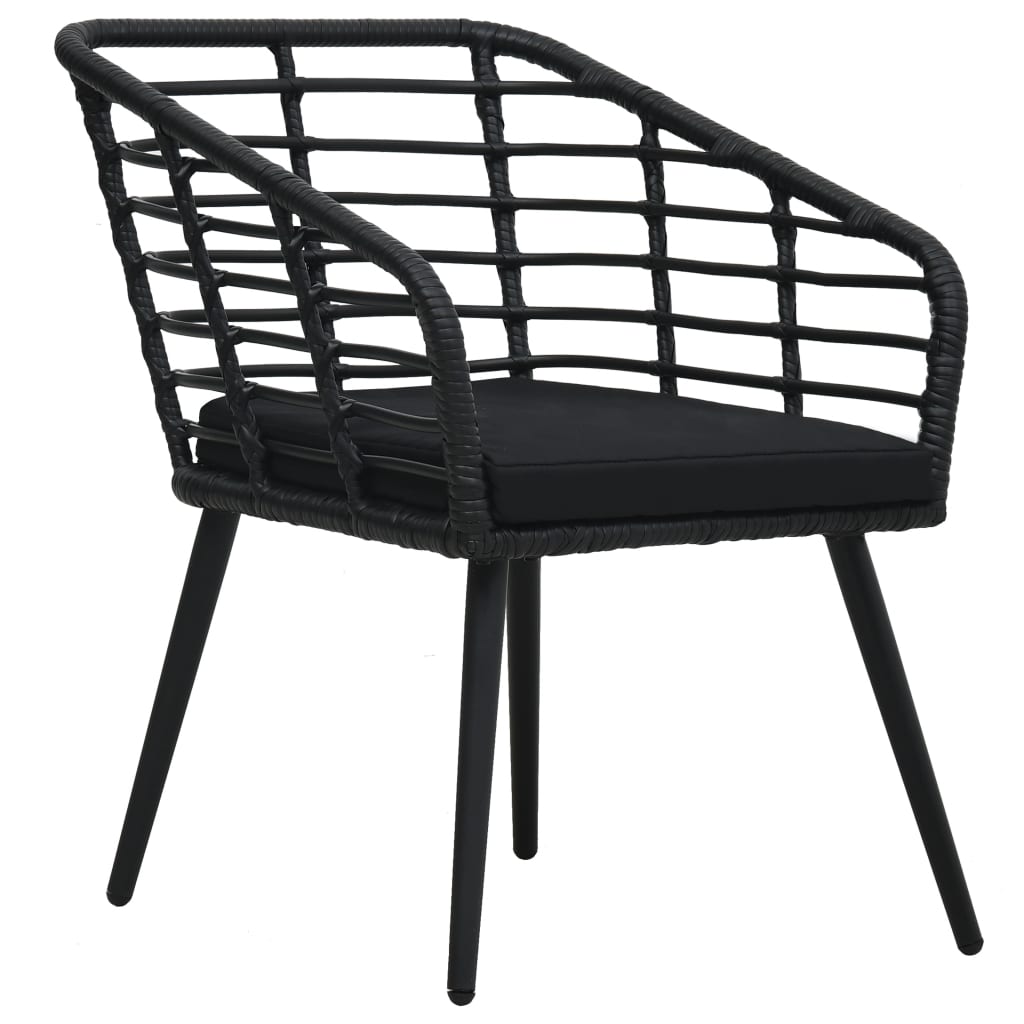 Set da Bistrot 3 pz in Polyrattan Nero