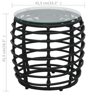 Set da Bistrot 3 pz in Polyrattan Nero