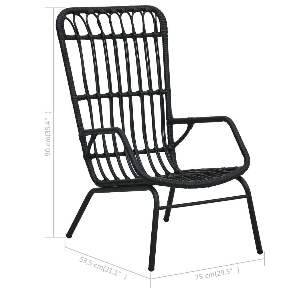 Sedia da Giardino in Polyrattan Nera 48581