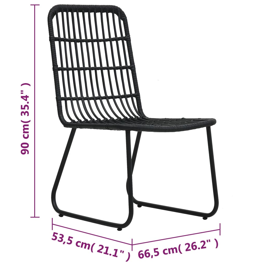 Sedie da Giardino 2 pz in Polyrattan Nere 48584