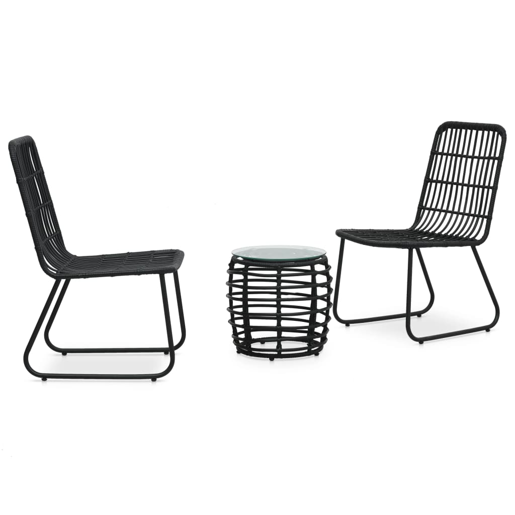 Set da Bistrot 3 pz in Polyrattan Nero cod mxl 35261