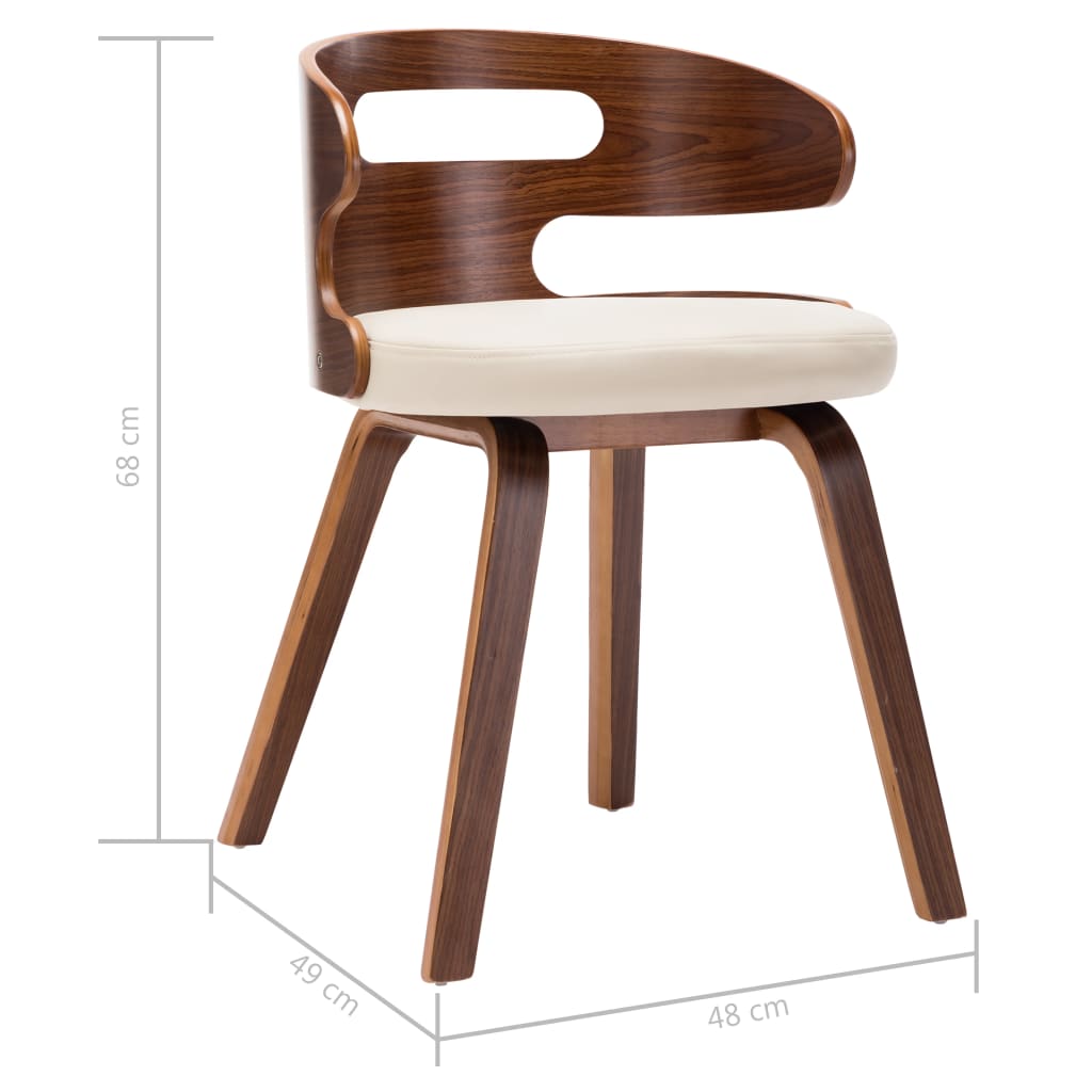 Sedie da Pranzo 4 pz in Legno Curvato e Similpelle Crema 278848