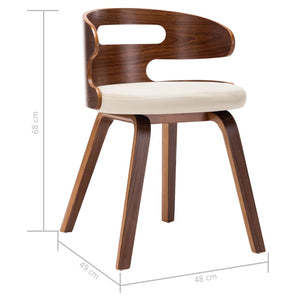 Sedie da Pranzo 4 pz in Legno Curvato e Similpelle Crema 278848