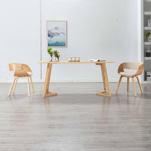 Sedie da Pranzo 2 pz in Legno Curvato e Similpelle Crema 278862