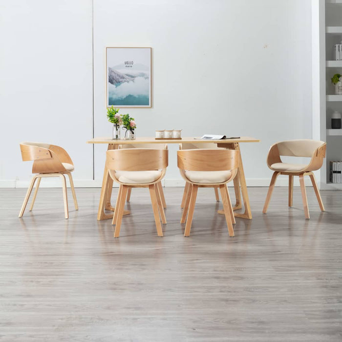 Sedie da Pranzo 6 pz Crema in Legno Piegato e Similpelle 278864