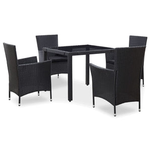 Set da Pranzo da Giardino 5 pz in Polyrattan Nero cod mxl 40110