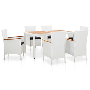 Set da Pranzo da Giardino 7 pz in Polyrattan Bianco cod mxl 43222