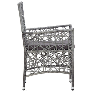 Set da Pranzo da Giardino 7 pz in Polyrattan Grigio cod mxl 35559