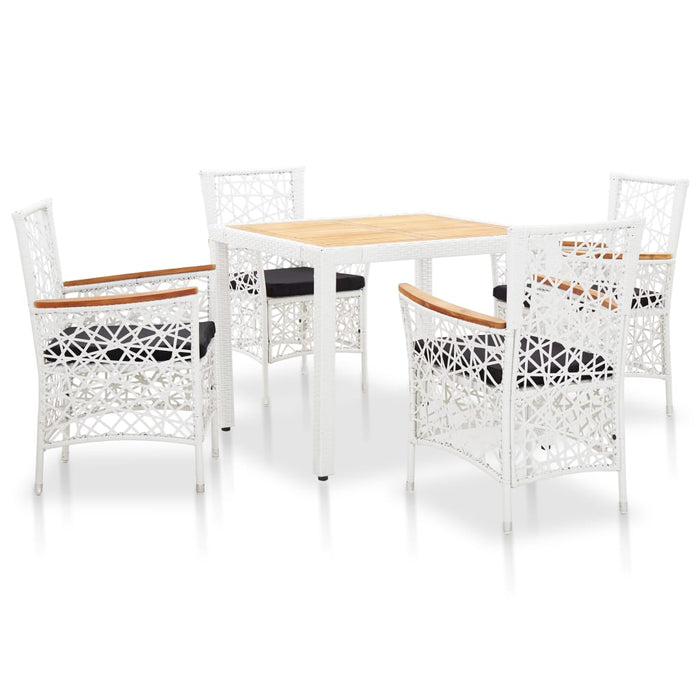 Set da Pranzo da Giardino 5 pz in Polyrattan Bianco cod mxl 55621