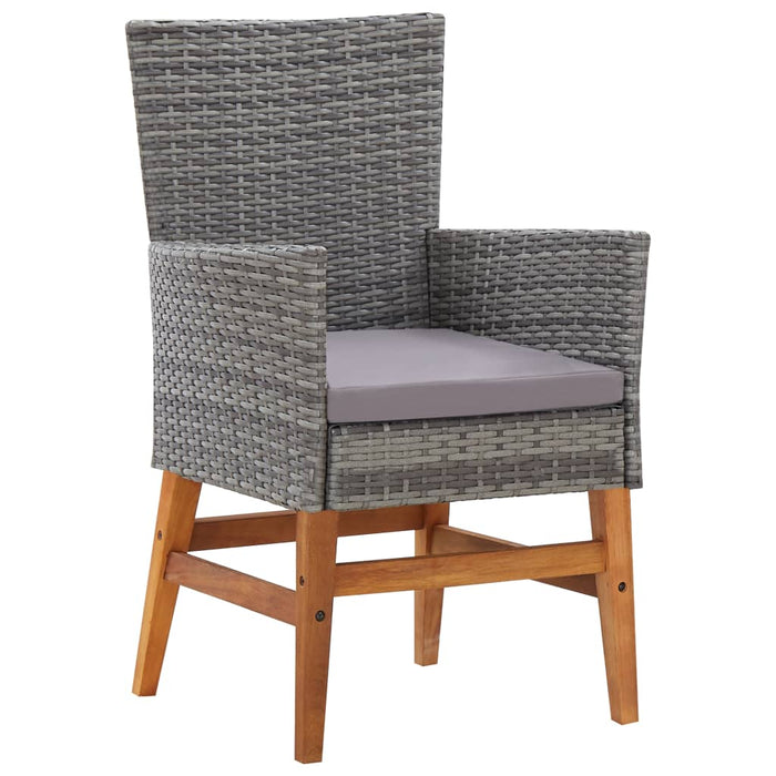 Set Pranzo da Giardino 9 pz Polyrattan e Legno Acacia Grigio 46009