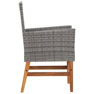 Set Pranzo da Giardino 9 pz Polyrattan e Legno Acacia Grigio 46009