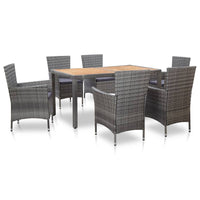 Set da Pranzo per Esterni 7 pz con Cuscini in Polyrattan Grigio 46021