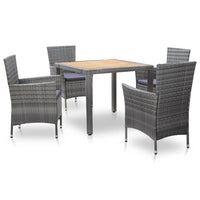 Set da Pranzo da Giardino 5 pz con Cuscini in Polyrattan Grigio 46022