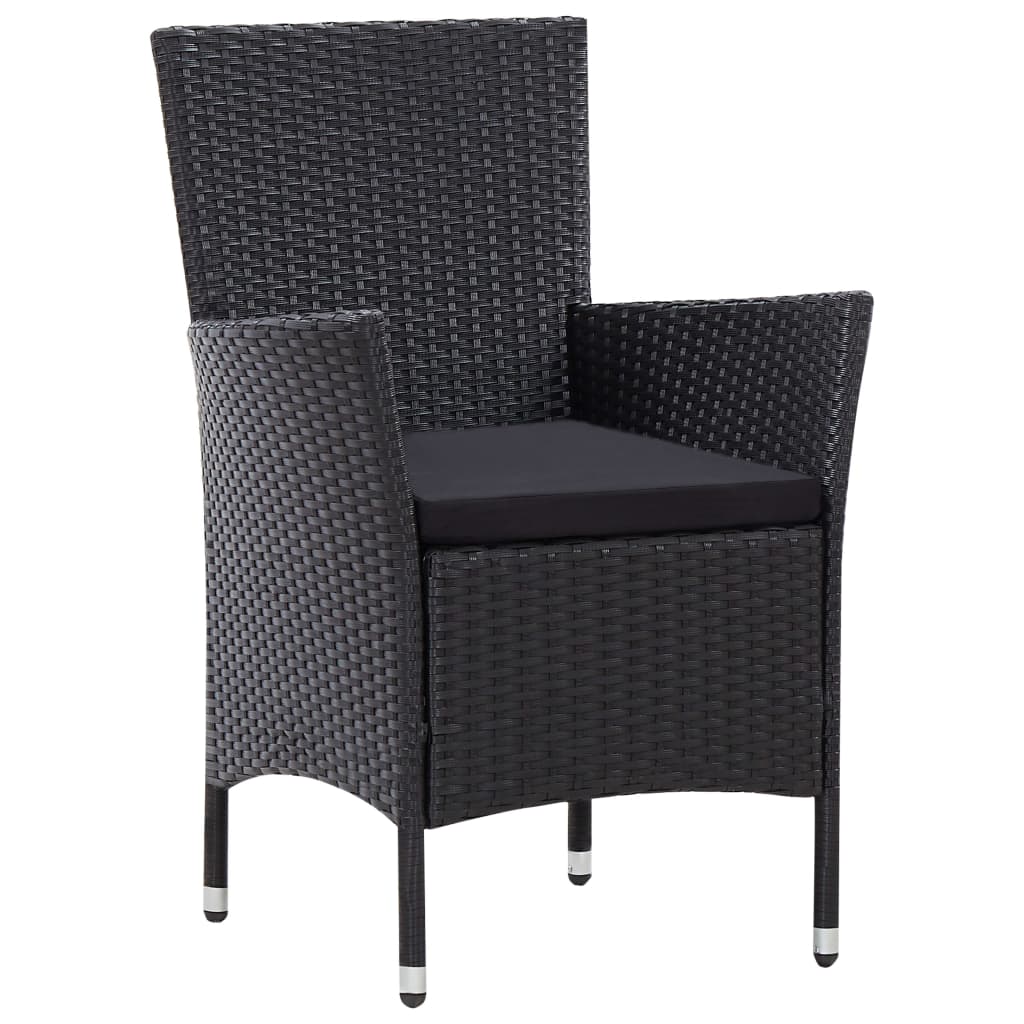 Set da Pranzo da Giardino 9 pz con Cuscini in Polyrattan Nero 46023