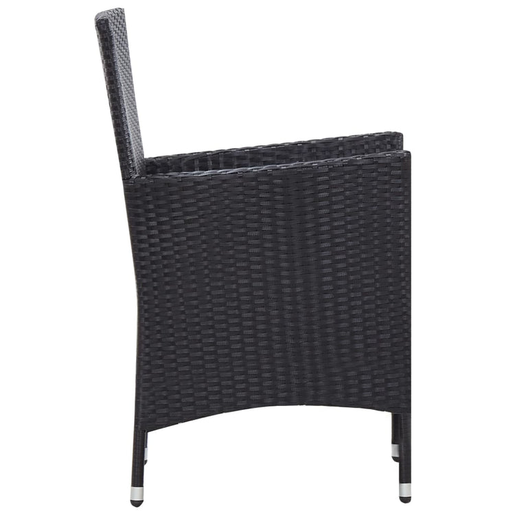 Set da Pranzo da Giardino 9 pz con Cuscini in Polyrattan Nero   cod mxl 35358