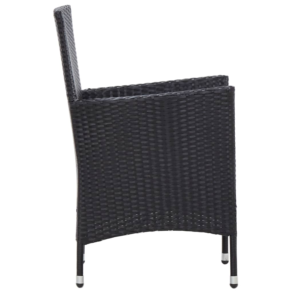 Set da Pranzo da Giardino 7 pz con Cuscini in Polyrattan Nero cod mxl 35548