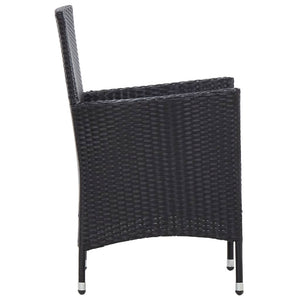 Set da Pranzo da Giardino 5 pz con Cuscini in Polyrattan Nero cod mxl 35506