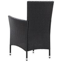 Set da Pranzo da Giardino 5 pz con Cuscini in Polyrattan Nero cod mxl 35506