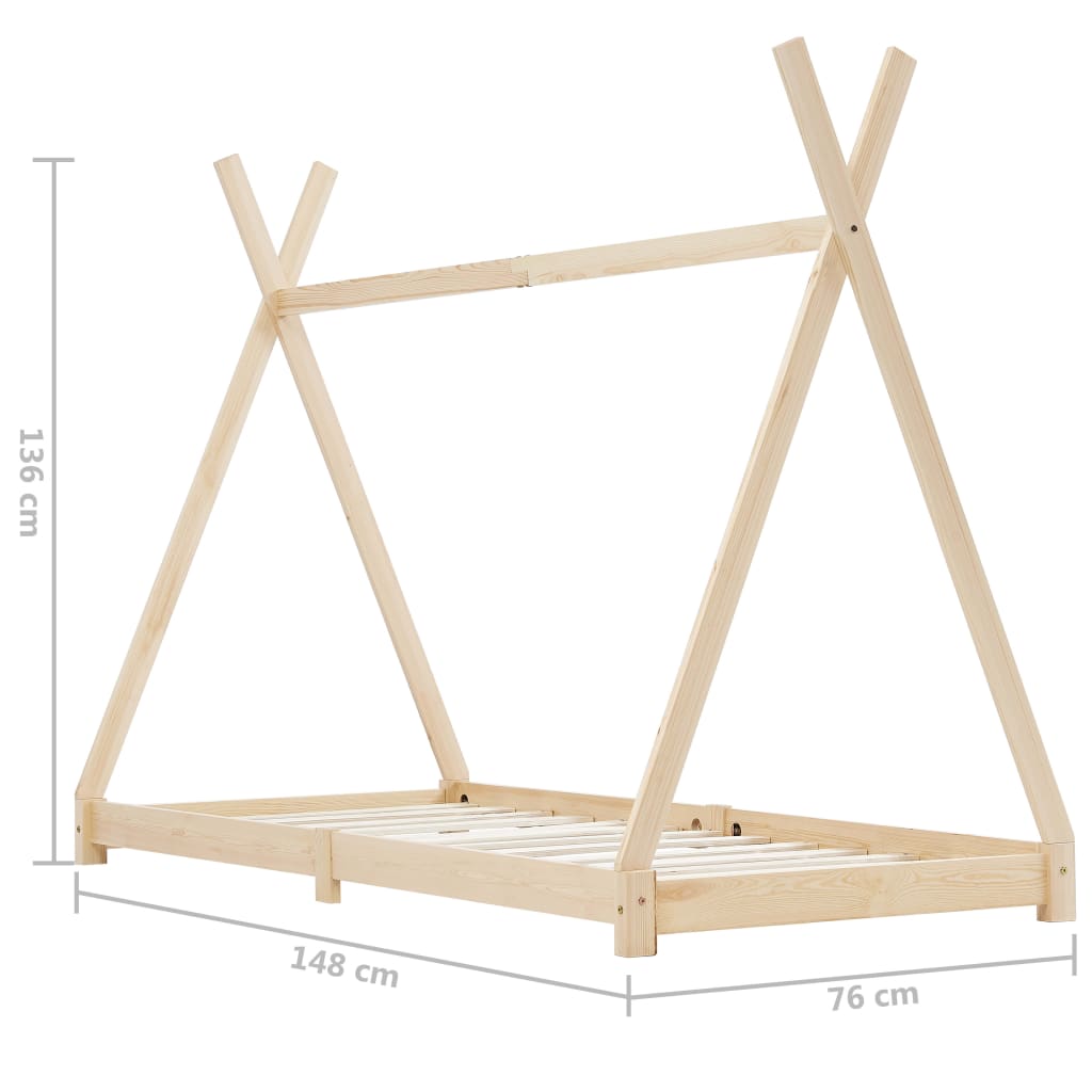 Giroletto per Bambini in Legno Massello di Pino 70x140 cm 283355