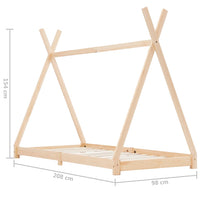 Giroletto per Bambini in Legno Massello di Pino 90x200 cm 283357