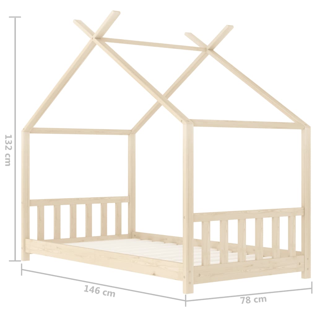 Giroletto per Bambini in Legno Massello di Pino 70x140 cm 283364