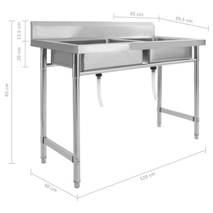 Lavello da Cucina a Doppia Vasca in Acciaio Inox cod mxl 52141