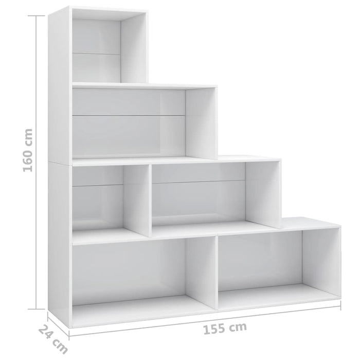 Libreria/Divisorio Bianco Lucido 155x24x160cm Legno Multistrato 800663