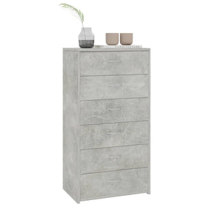 Credenza con 6 Cassetti Grigio Cemento 50x34x96cm in Truciolato cod mxl 15383