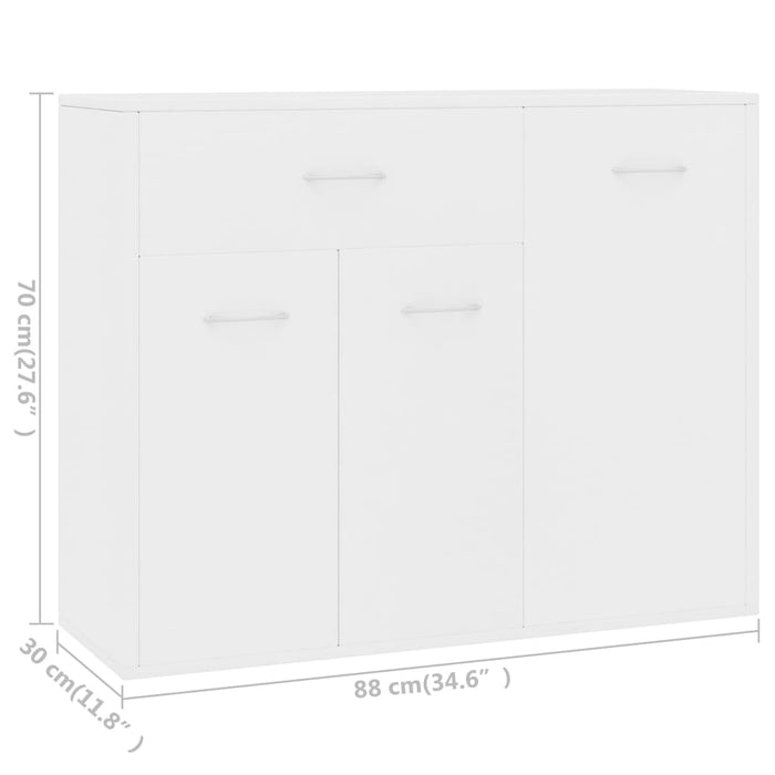 Credenza Bianca 88x30x70 cm in Legno Multistrato