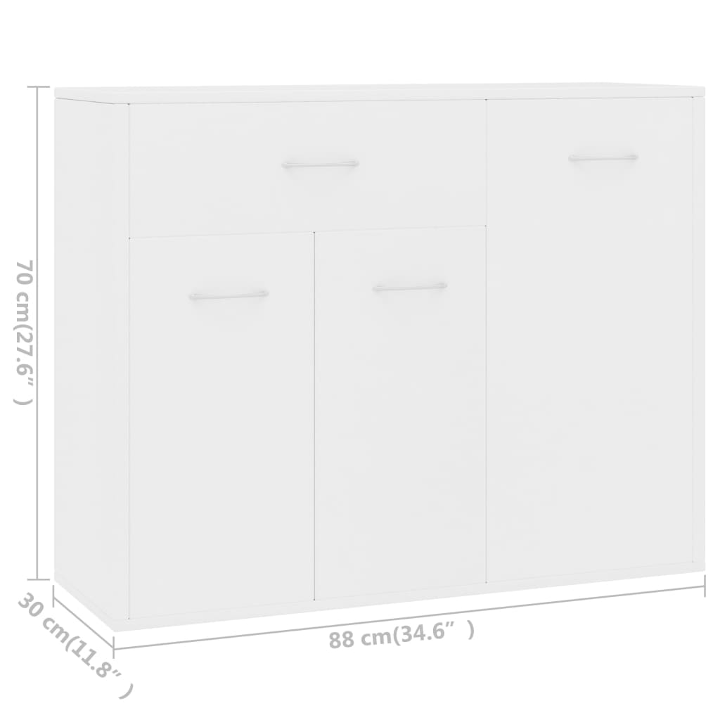 Credenza Bianca 88x30x70 cm in Legno Multistrato 800675