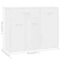 Credenza Bianca 88x30x70 cm in Legno Multistrato 800675