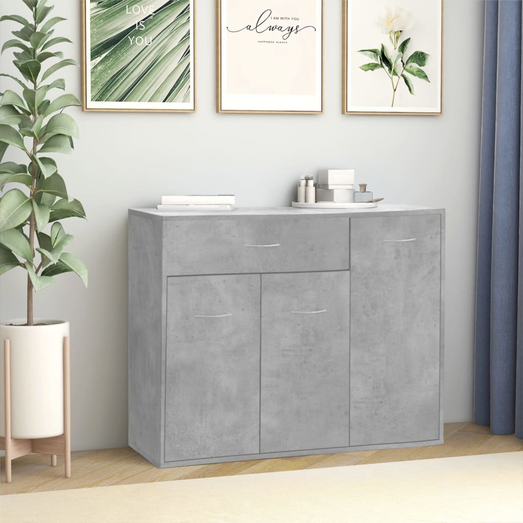 Credenza Grigio Cemento 88x30x70 cm in Legno Multistrato 800679