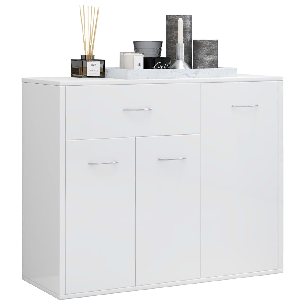 Credenza Bianco Lucido 88x30x70 cm in Truciolato