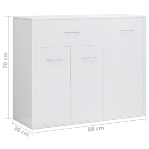 Credenza Bianco Lucido 88x30x70 cm in Truciolato