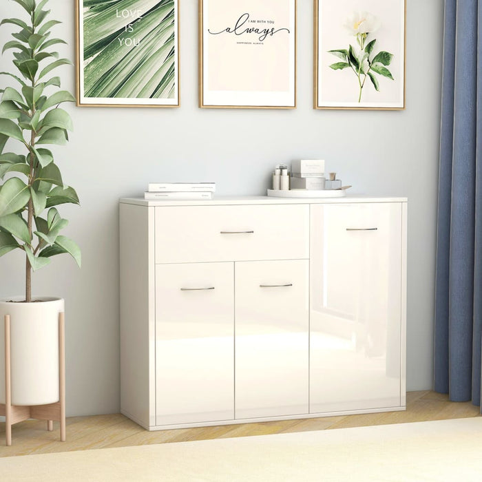 Credenza Bianco Lucido 88x30x70 cm in Truciolato