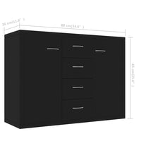 Credenza Nera 88x30x65 cm in Legno Multistrato 800685