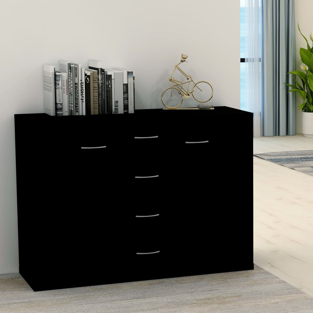 Credenza Nera 88x30x65 cm in Legno Multistrato 800685