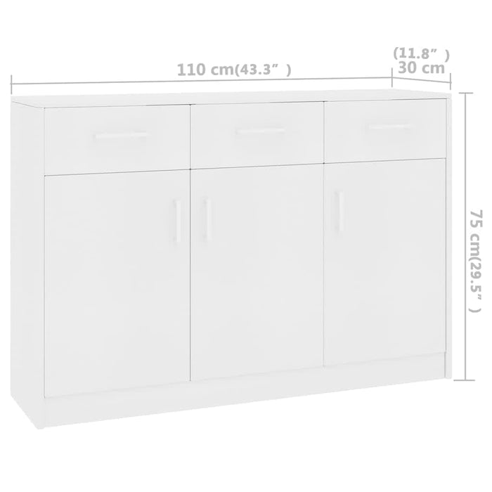 Credenza Bianca 110x30x75 cm in Truciolato cod 11789