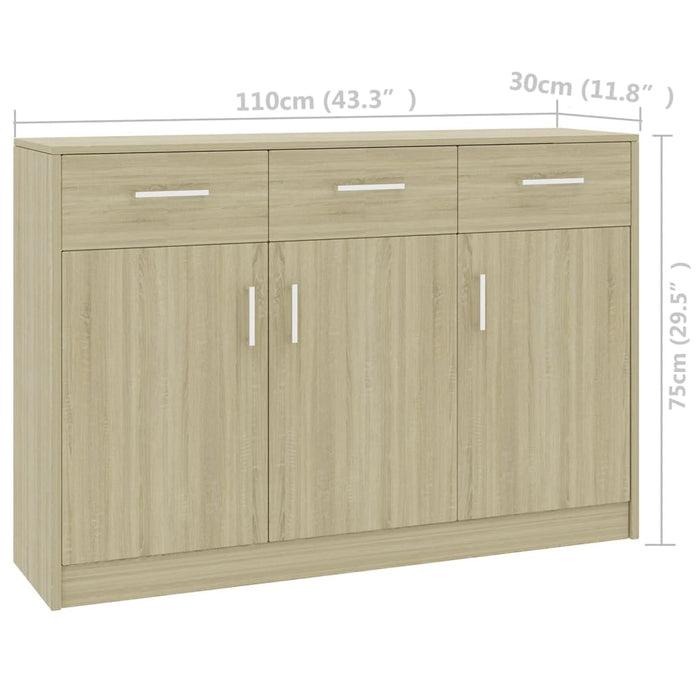 Credenza Rovere Sonoma 110x30x75 cm in Legno Multistrato 800705